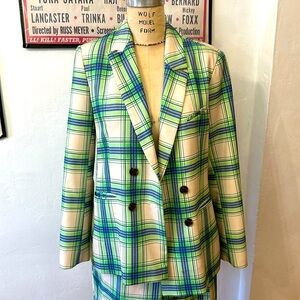 ASOS green plaid double breasted suit